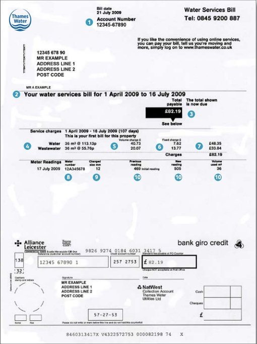 utility bill definition uk