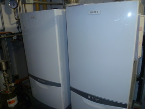 Boilers in the office building serving the hot water and the mains heating.